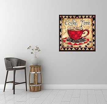 油彩画　coffee time Amazon.com: pigpigboss Coffee Time Diamond Painting Art Kits
